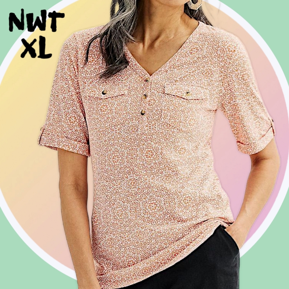 NWT XL & XXL Elbow Sleeve Utility Henley Top 4 COLORS AVBLE